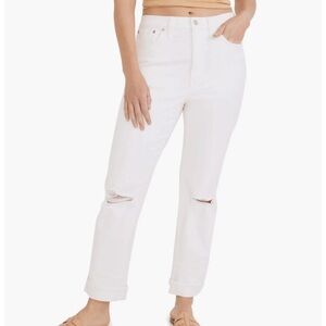 Madewell Ripped Slim Boyjeans in Tile White Size 28 NWT